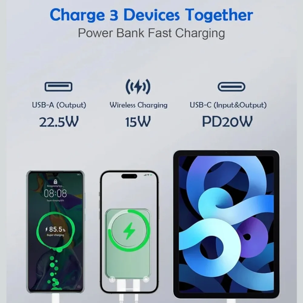 Magnetic Wireless Fast Charging Power Bank & 3 In 1 Wireless Foldable Charger